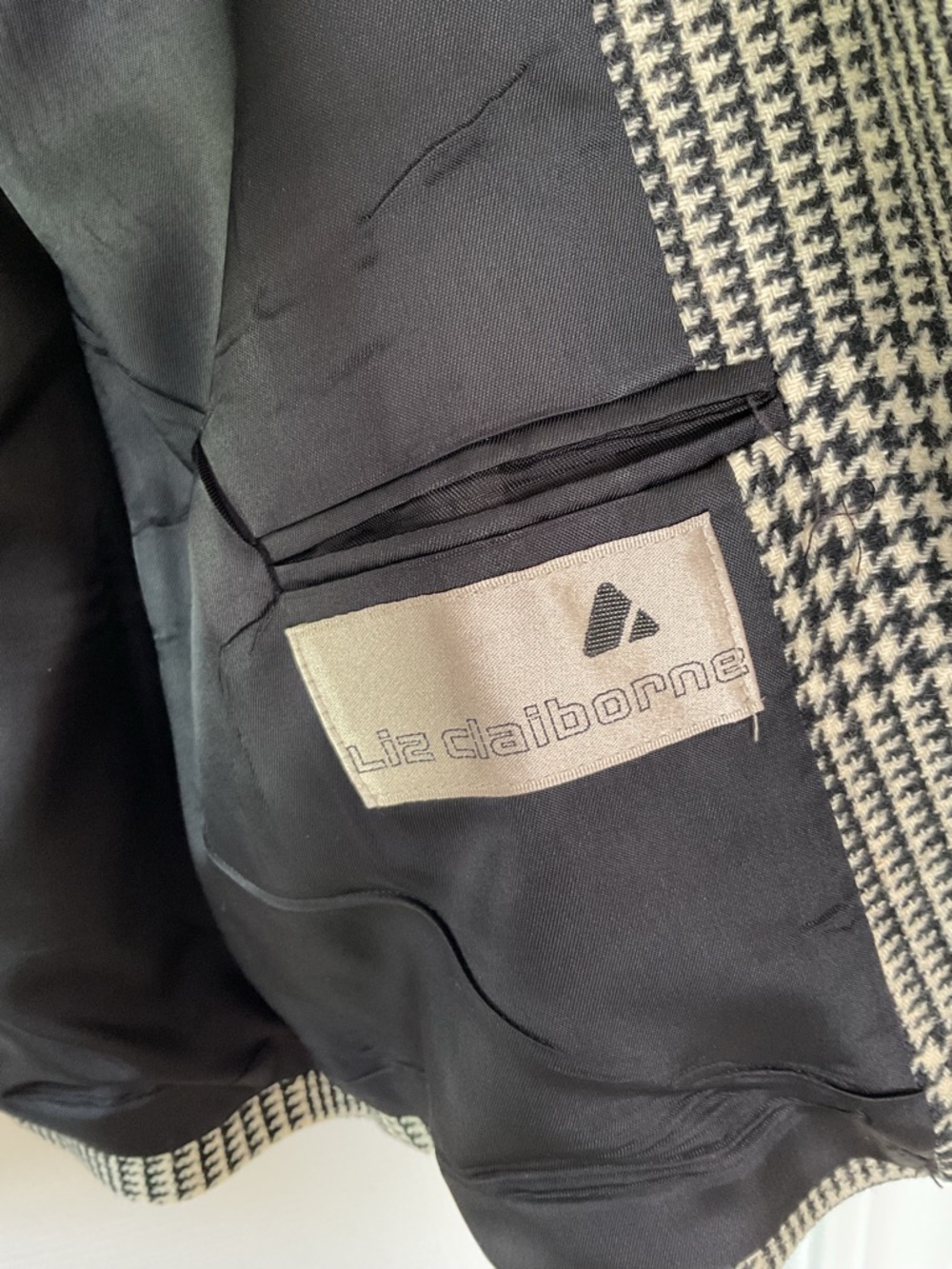 Liz Claiborne Houndstooth Blazer Women Size 4 Wool Blend Classic Jacket - Picture 8 of 10